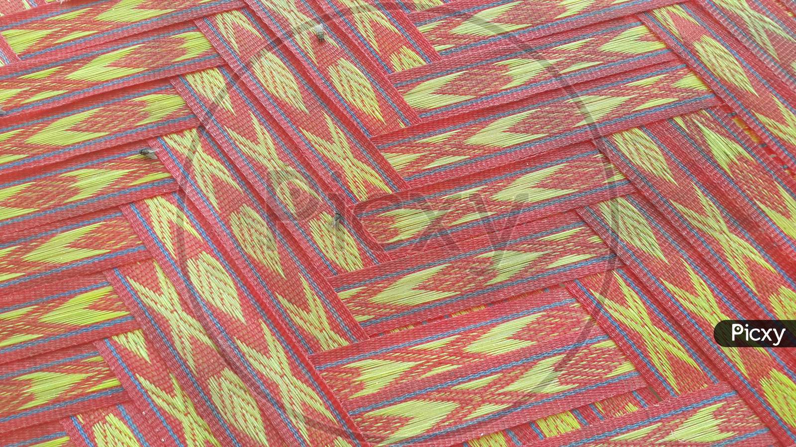 Closeup View Of Colorful Plastic Woven Stripes.