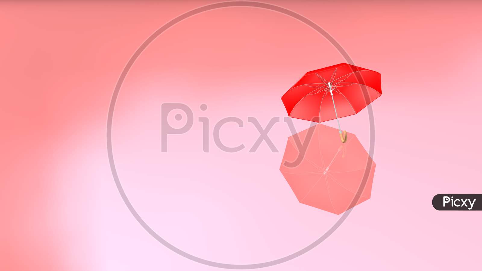 Colorful Umbrella With Shadow On A Delightful Color Background