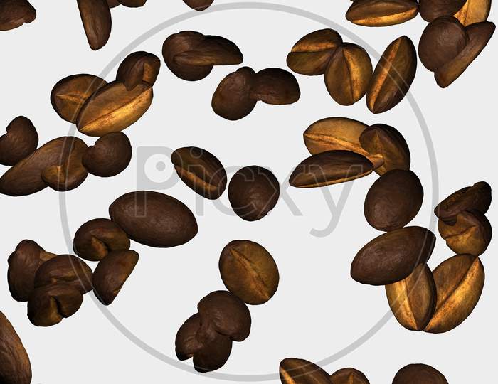 Roasted Coffee Beans Background With Copy Space For Text And Advertisements.