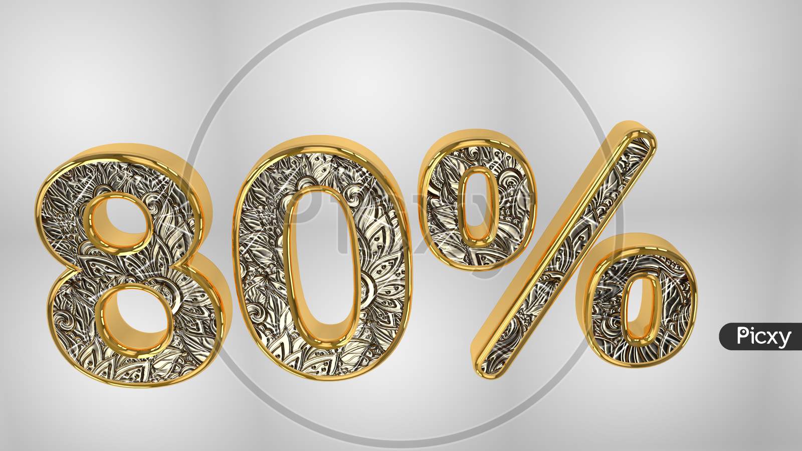 % Off Discount Promotion Sale Made Of Realistic Gold Helium Text, 3D Rendering