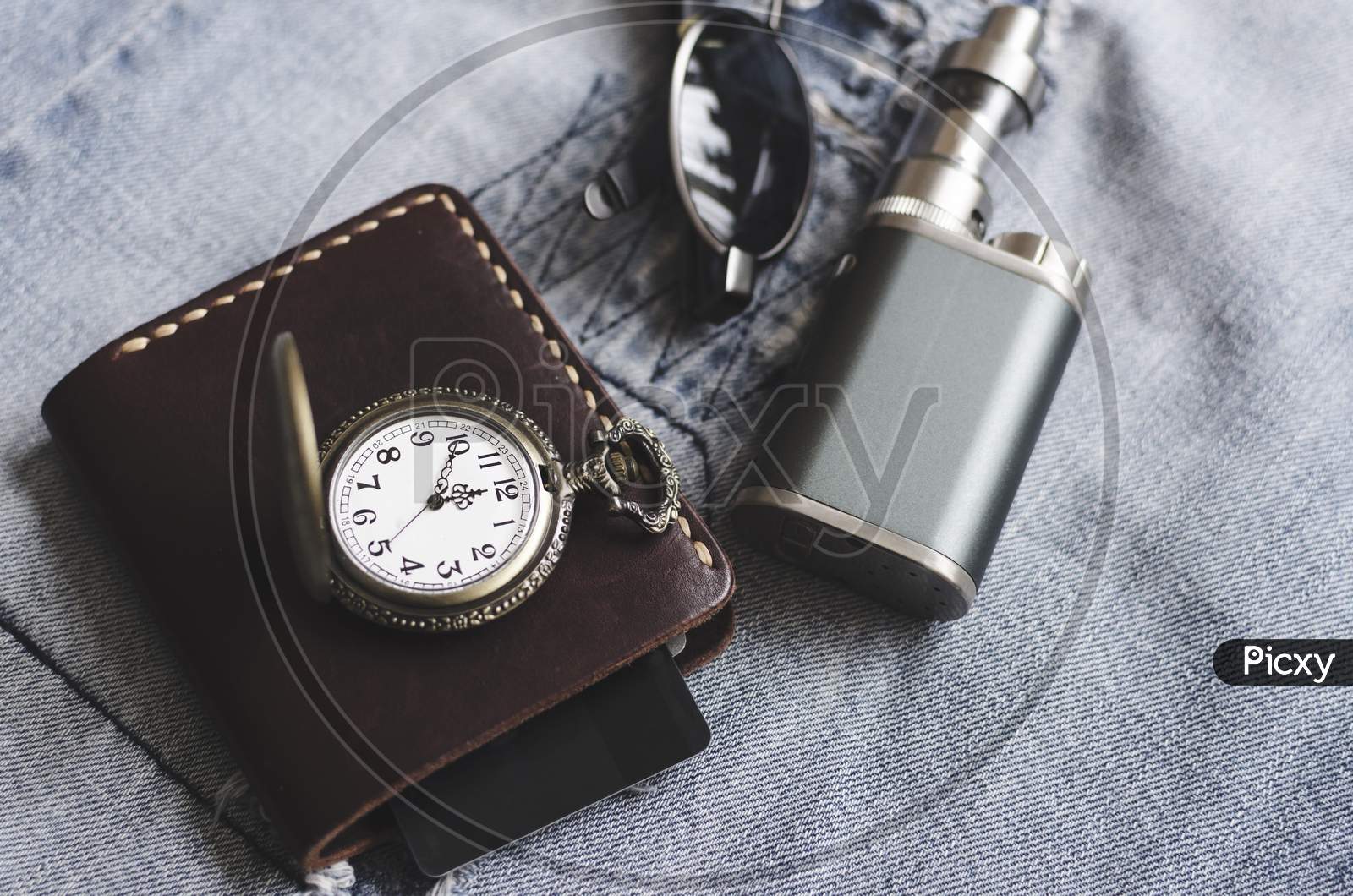 Man Accessories, Watch, Wallet, E Cigarette And Glasses