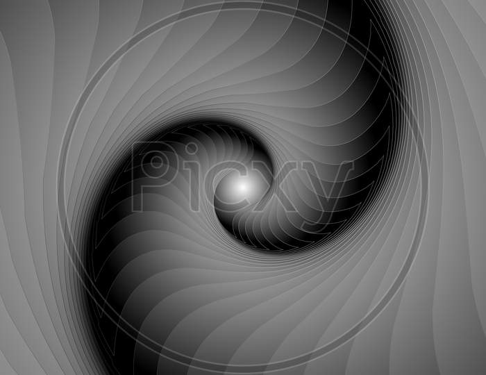 Infinite Geometry Fractal Background Of Black And White Spiral Jigsaw Puzzle