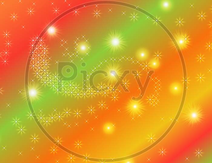 Gradient Color Abstract Light Background With Glittery Colored Shiny Bokeh Stars.