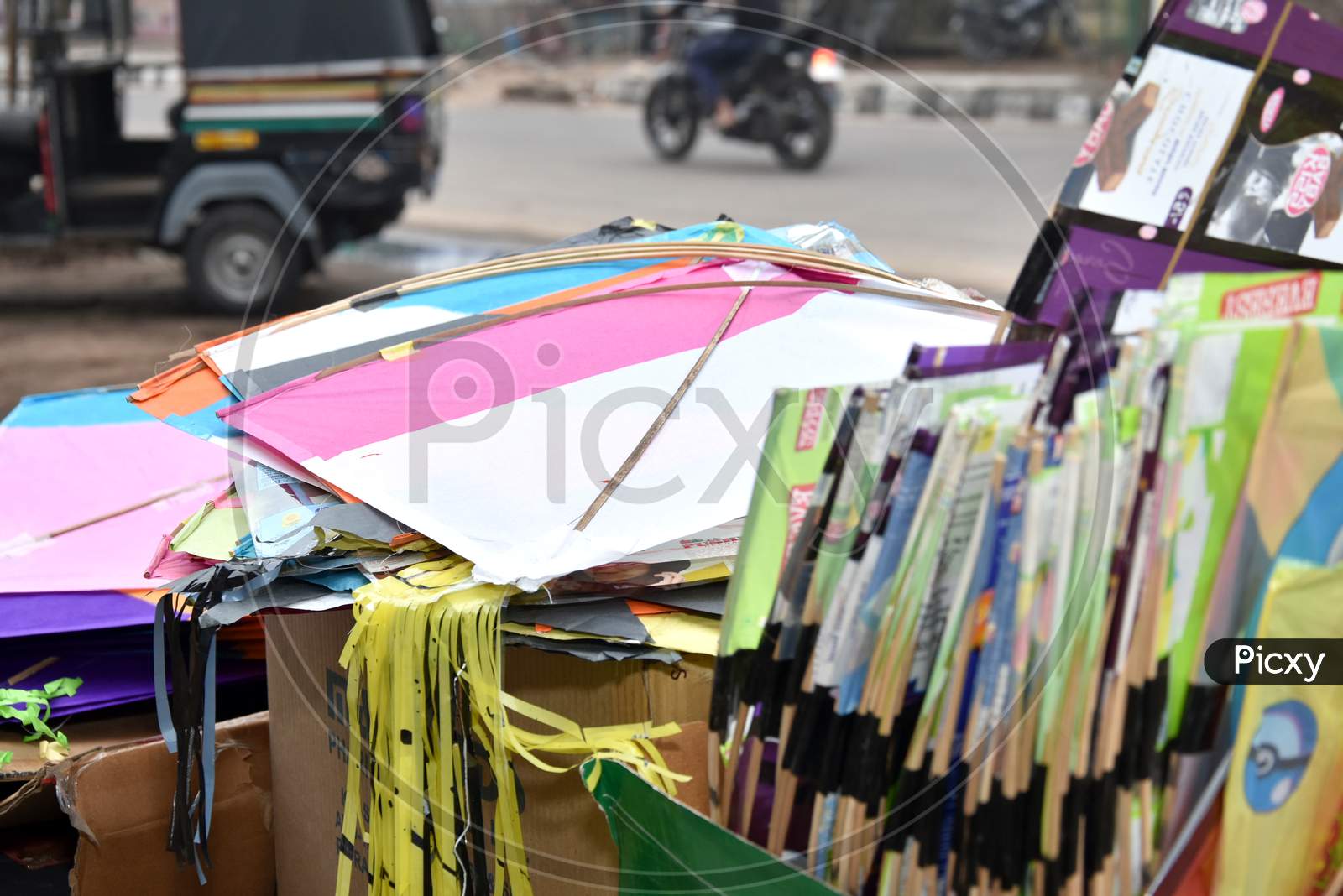 kota, rajasthan, 11 january 2021, Colorful paper kites from India used for the sport of kite fighting. These are traditionally flown on Makar Sankranti or on Republic day