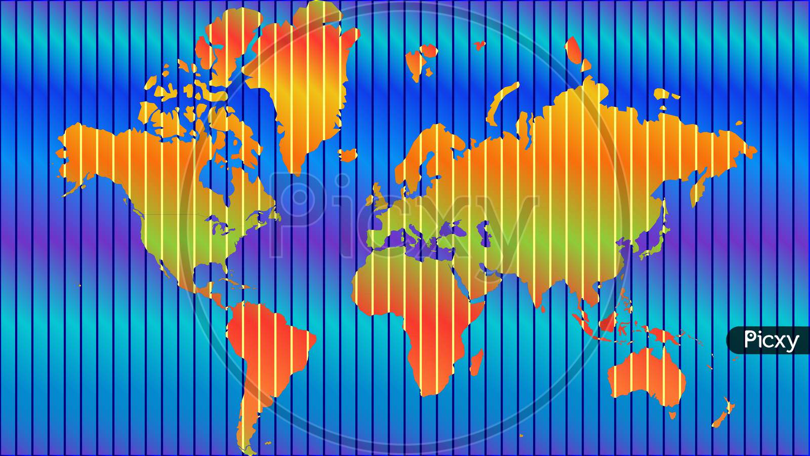 Illustration Of Globe Map With Geometric Shapes Pattern Imposed.