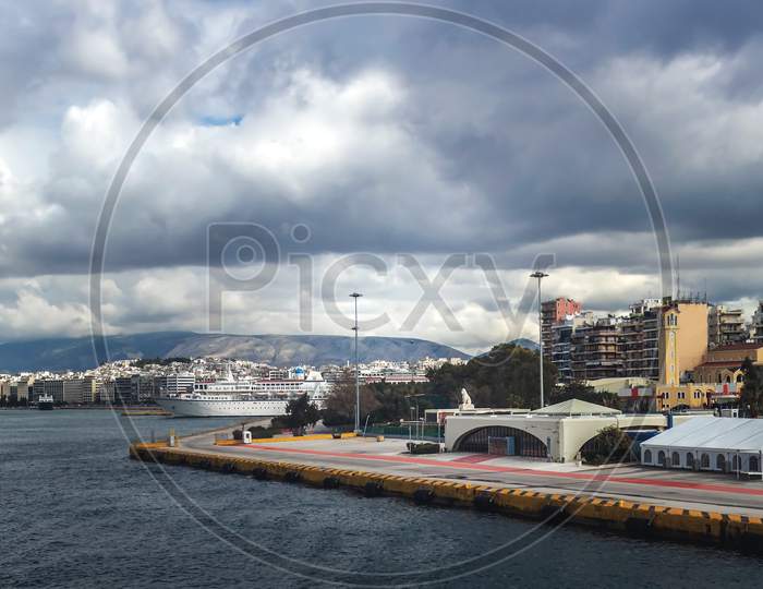 Ferries In Passenger Port In Piraeus