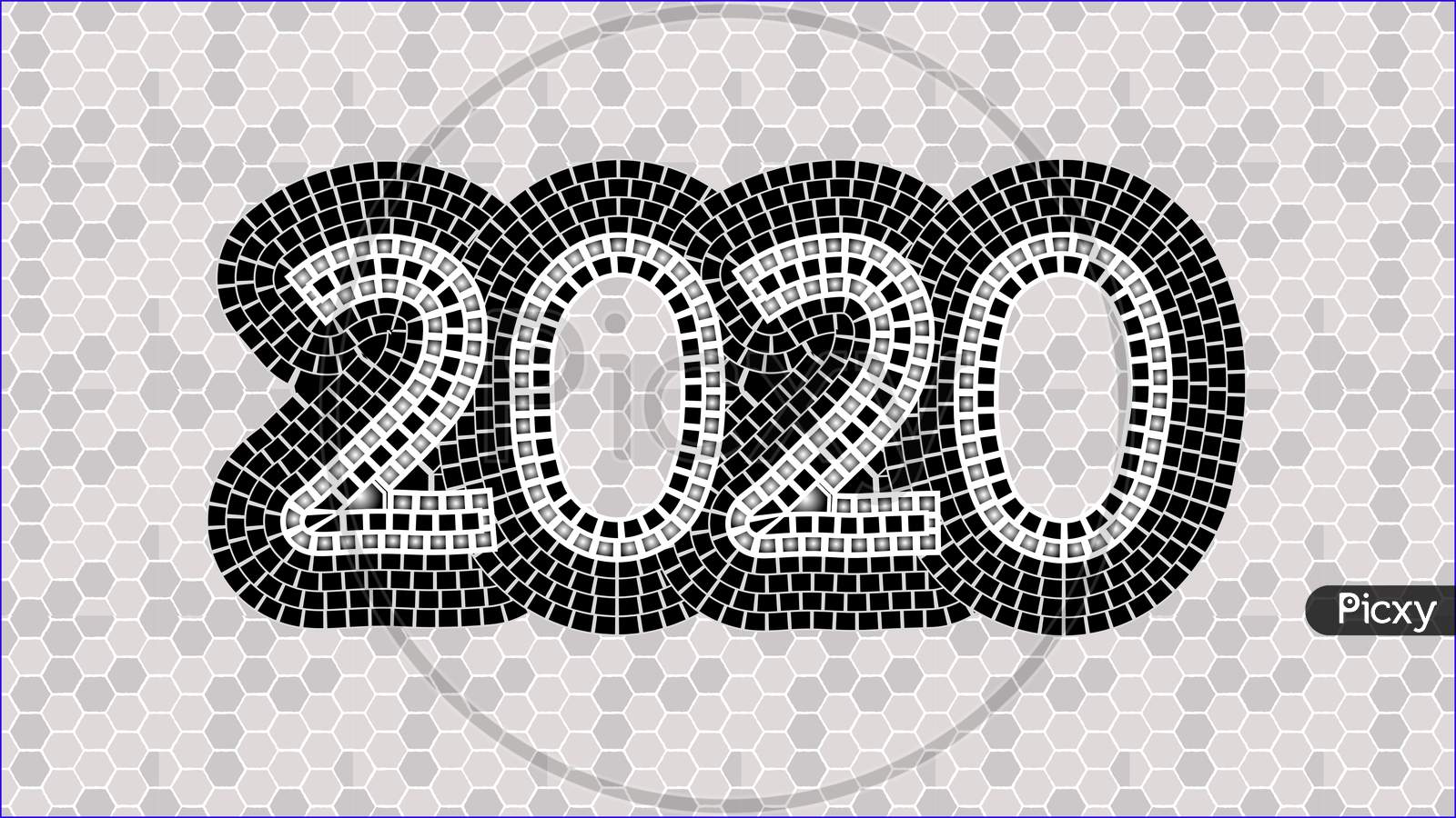 2020 Typography On A Mosaic Background.