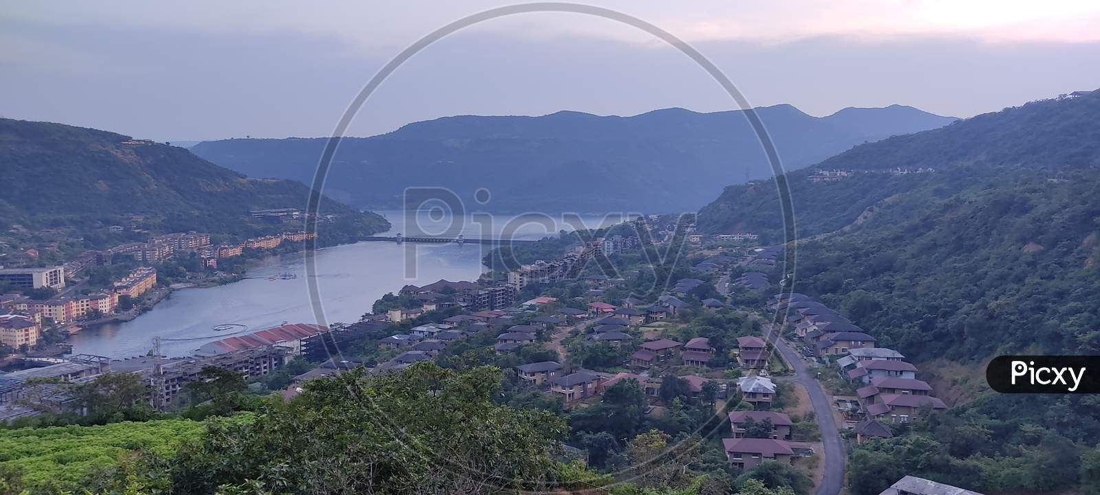 A beautiful view from above of city of lavasa