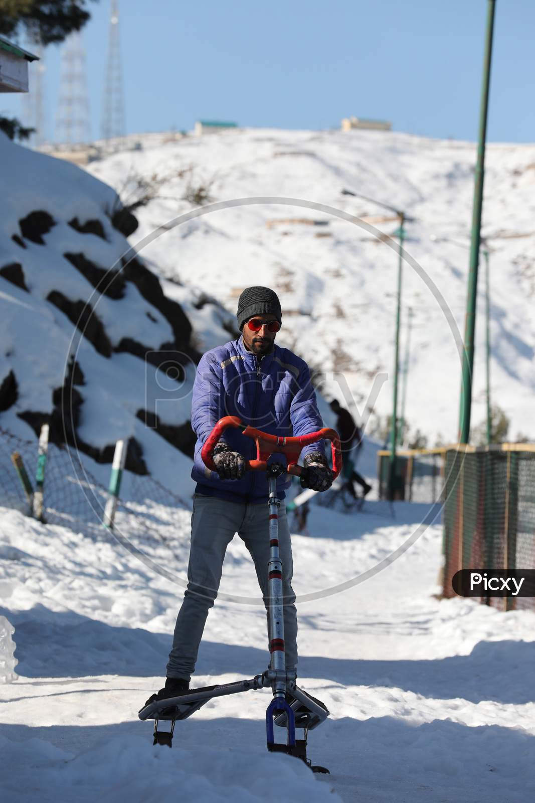 Tourist Play Snow Cart Drive At Nathatop About 110 Km From Jammu On Sunday.10 Jan,2021.