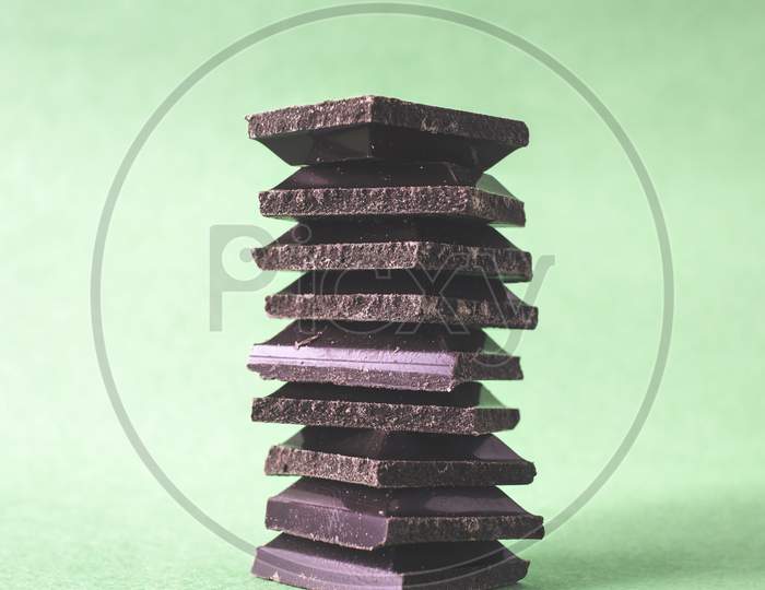 Organic Dark Chocolate Squares Stacked