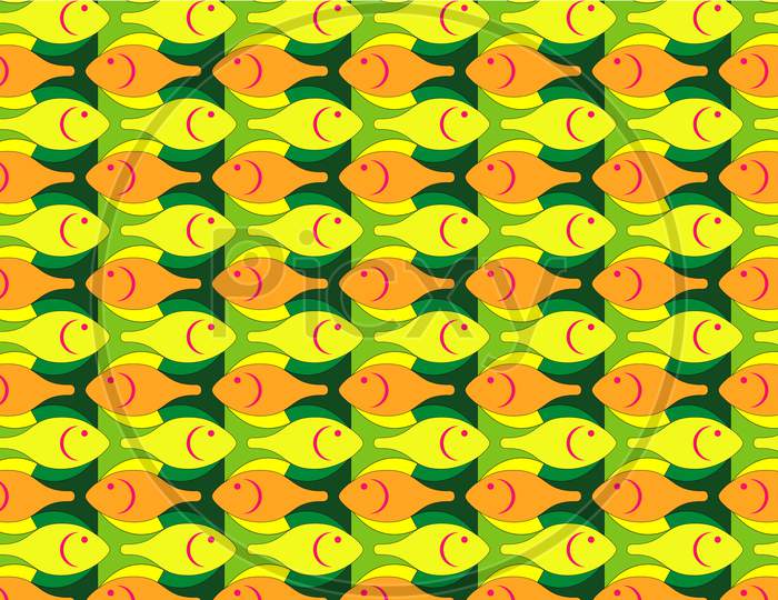Colorful Fish Pattern Background For Kids