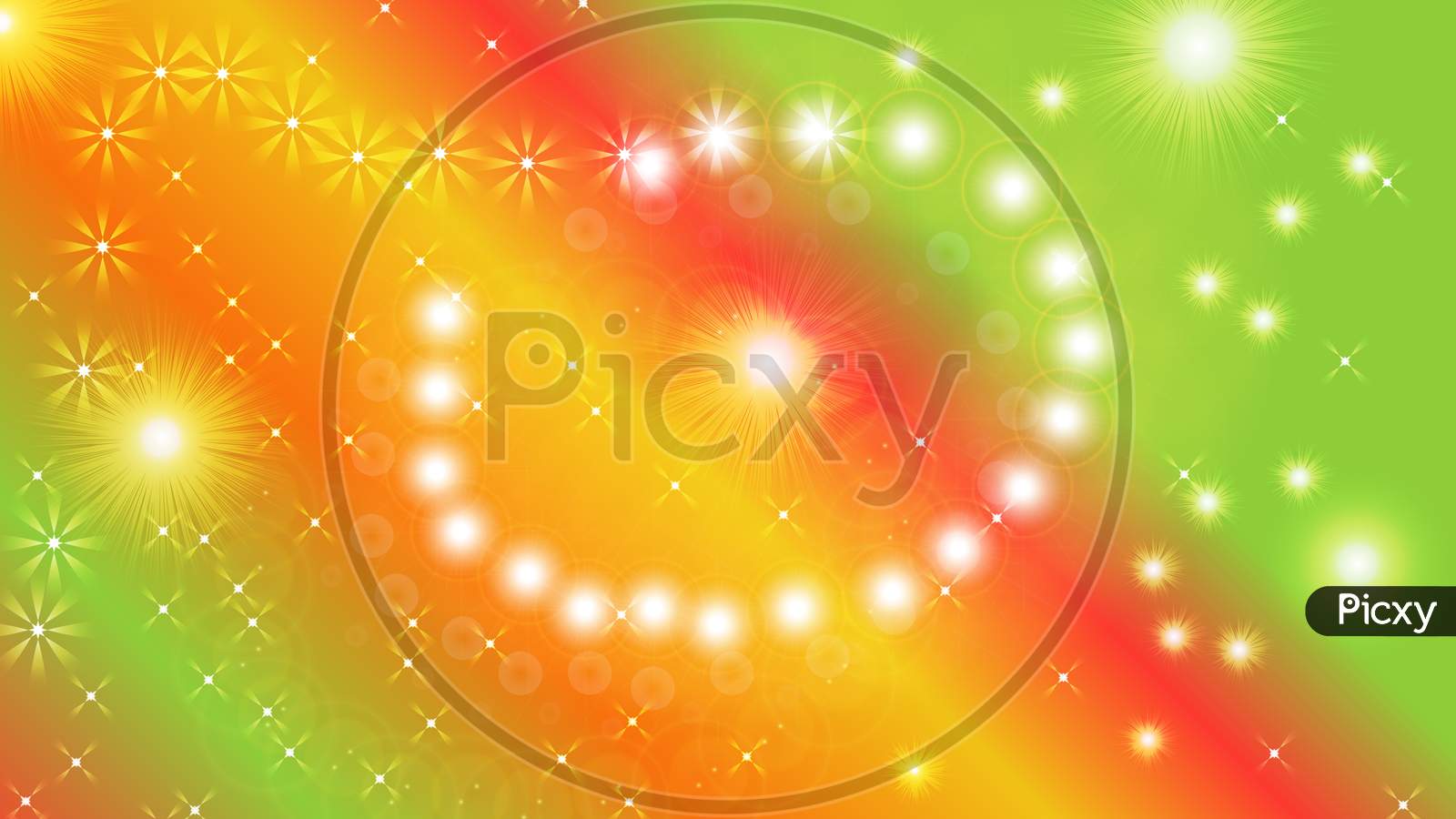 Black Abstract Light Background With Glittery Colored Shiny Bokeh Stars.