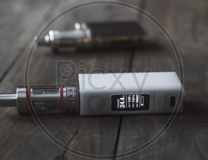 Advanced Vaping Device, E-Cigarette On The Table