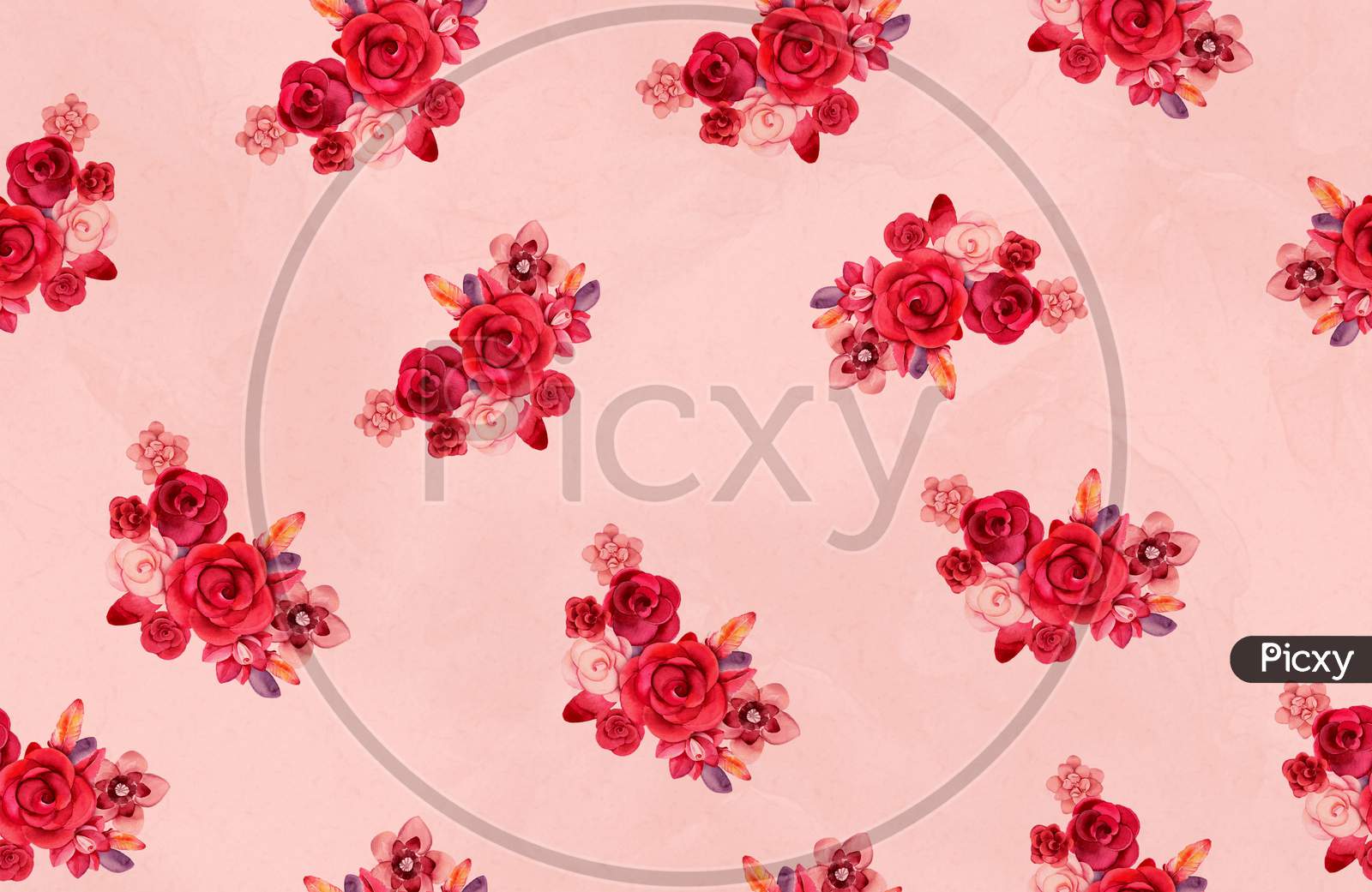 Seamless floral pattern with rose flowers, watercolor. Can be used for T-shirt print, fashion print design, kids wear, greeting and invitation card.