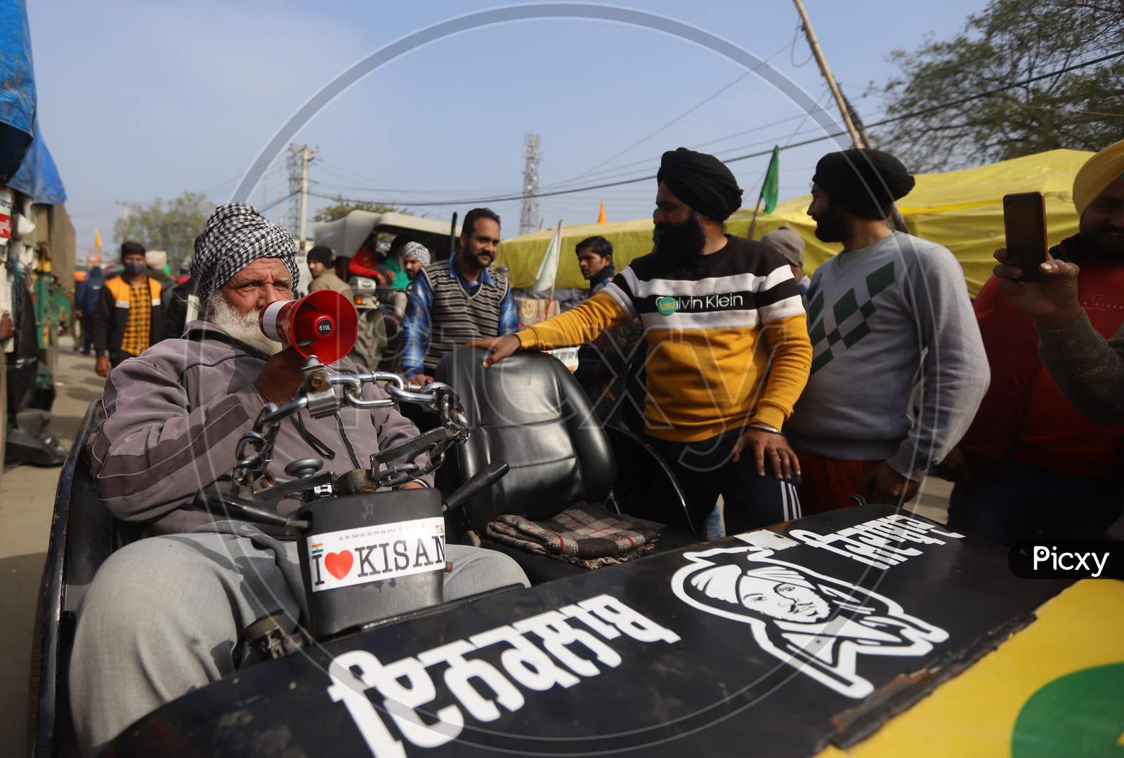 Farmers protest on A Blocked National Highway At  Singhu Border Near New Delhi, On January 10, 2021, During An Ongoing Sit-In Protest Demanding The Rollback Of 3 Government Agricultural Reforms Bill. More Than 60 Protesters Have Died Since The Agitation Began In November-End, Farmer Groups Claim.