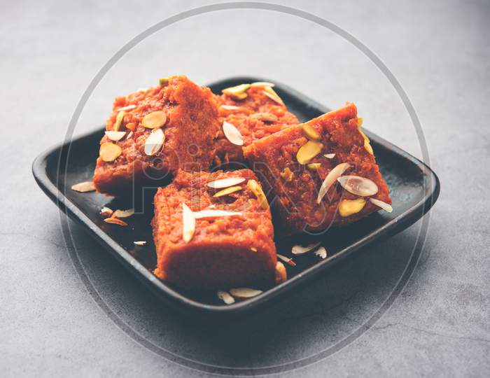 Indian Asian Sweet Carrot Barfi Or Gajar Ki Barfee