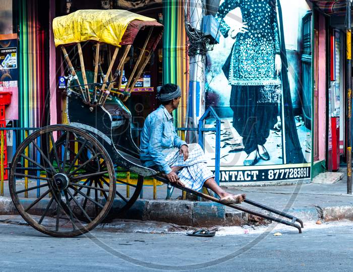 Hand pulled rickshaw