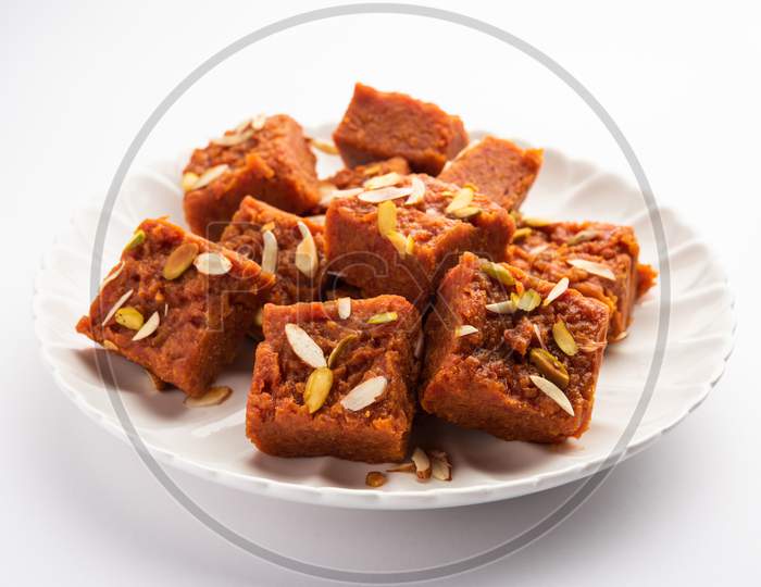 Indian Asian Sweet Carrot Barfi Or Gajar Ki Barfee