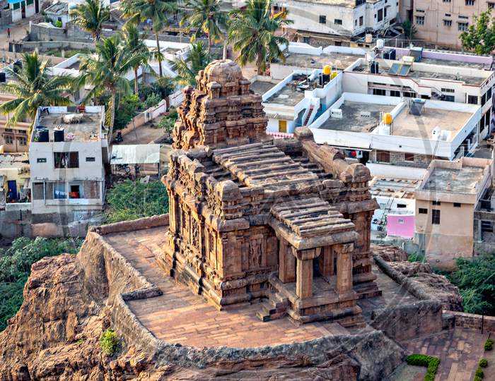 Exquisite, ancient stone carved temple on Badami fort hill in Ka