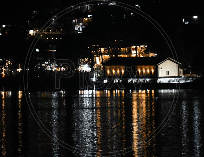 Beautiful Picture Of House And Light Reflexion On Lake. Selective Focus On Subject, Nainital Uttarakhand India