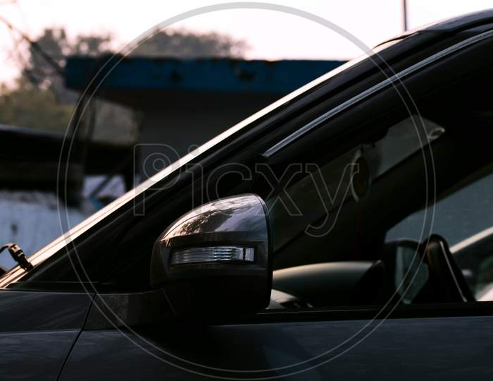 Beautiful Picture Of Mirror Of The Car.Interior Car, Selective Focus On Subject