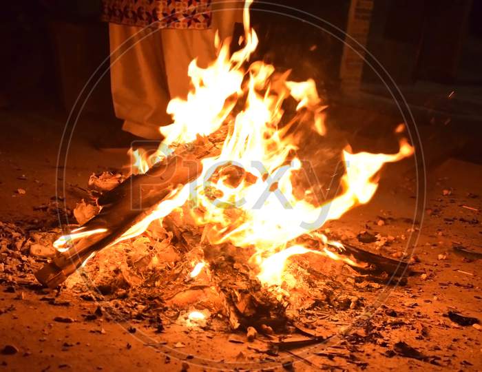 Bonfire during Lohri Festival