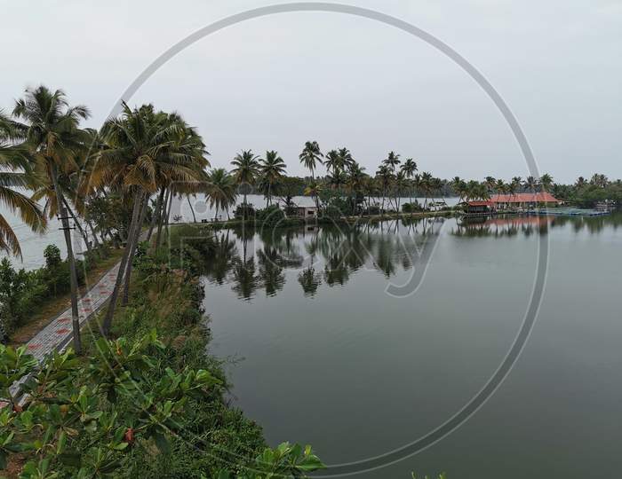 Backwaters of Kerala, Vembanad lake,Vaikom, Kottayam,India.