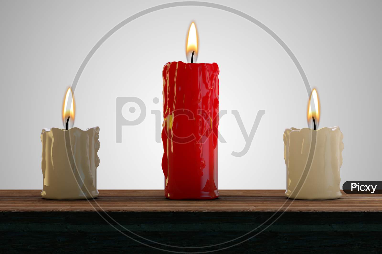 Red Candle Taller Than The Others Demonstrating Competitive Advantage Corporate Concept. 3D Illustration