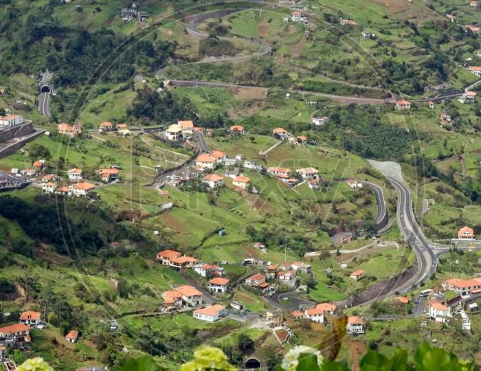 View Of A Winding Road Through The Madeira Landscape