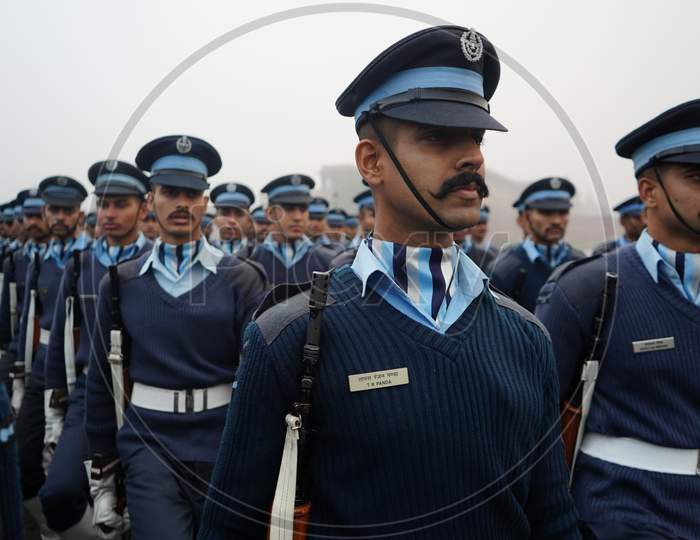 Delhi, New Delhi/ India- January 16 2021: Indian Army, Delhi Police And Crpf Battalion Rehearsing For Indian Republic Day Parade 2021