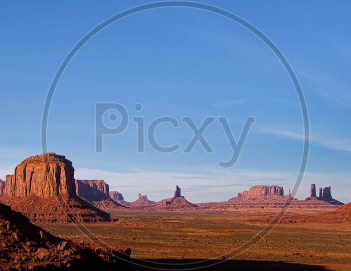 Scenic View Of Monument Valley In  Utah