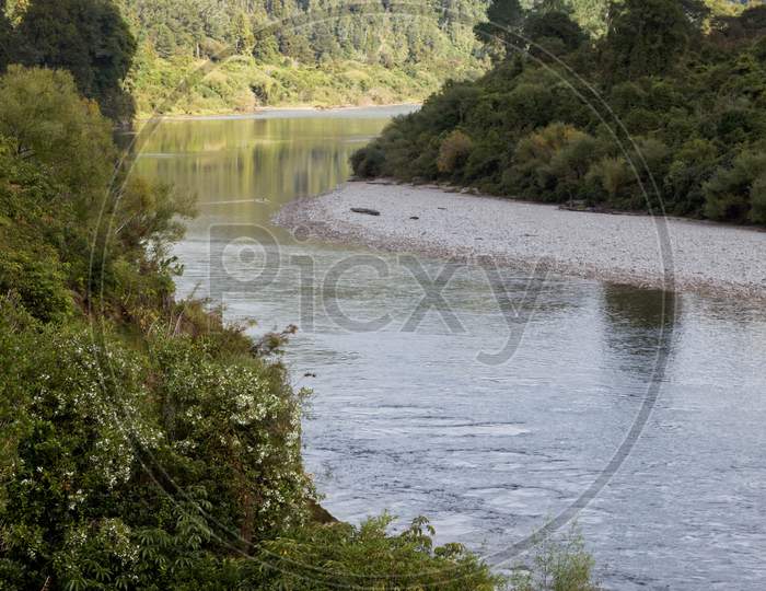View Of The Meandering Buller River In New Zealand