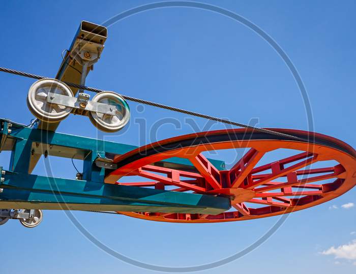 Mount Olympos, Cyprus/Greece - July 21 : Close-Up Of Part Of The Machinery Of The Ski Lift At Mount Olympos Cyprus On July 21, 2009