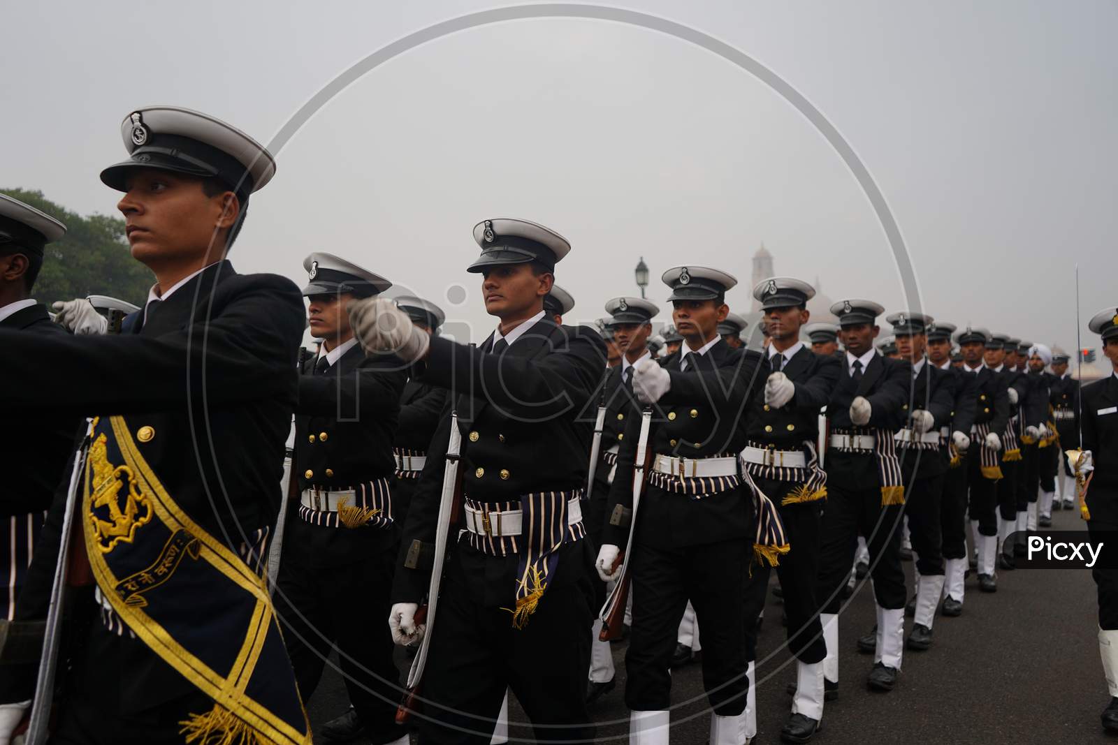 Delhi, New Delhi/ India- January 16 2021: Indian Army, Delhi Police And Crpf Battalion Rehearsing For Indian Republic Day Parade 2021