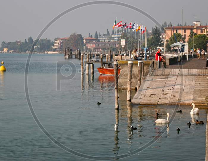View Of Lake Garda And The Shoreline At Sirmione