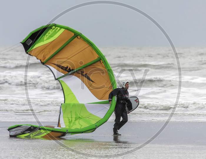 Kite Surfer At Winchelsea In Sussex