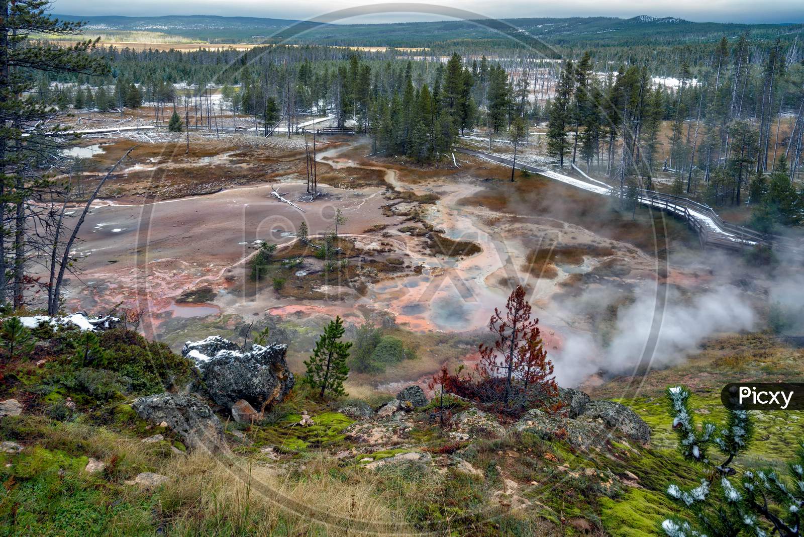 View Of The Artist Paint Pots In Yellowstone