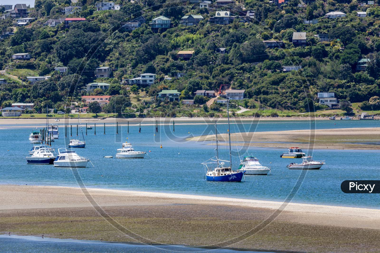 Boats In The Inlet At Tairua New Zealand