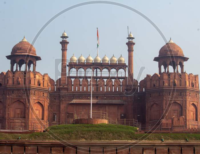 India Travel Tourism Background - Red Fort (Lal Qila) Delhi - World Heritage Site. Delhi, India