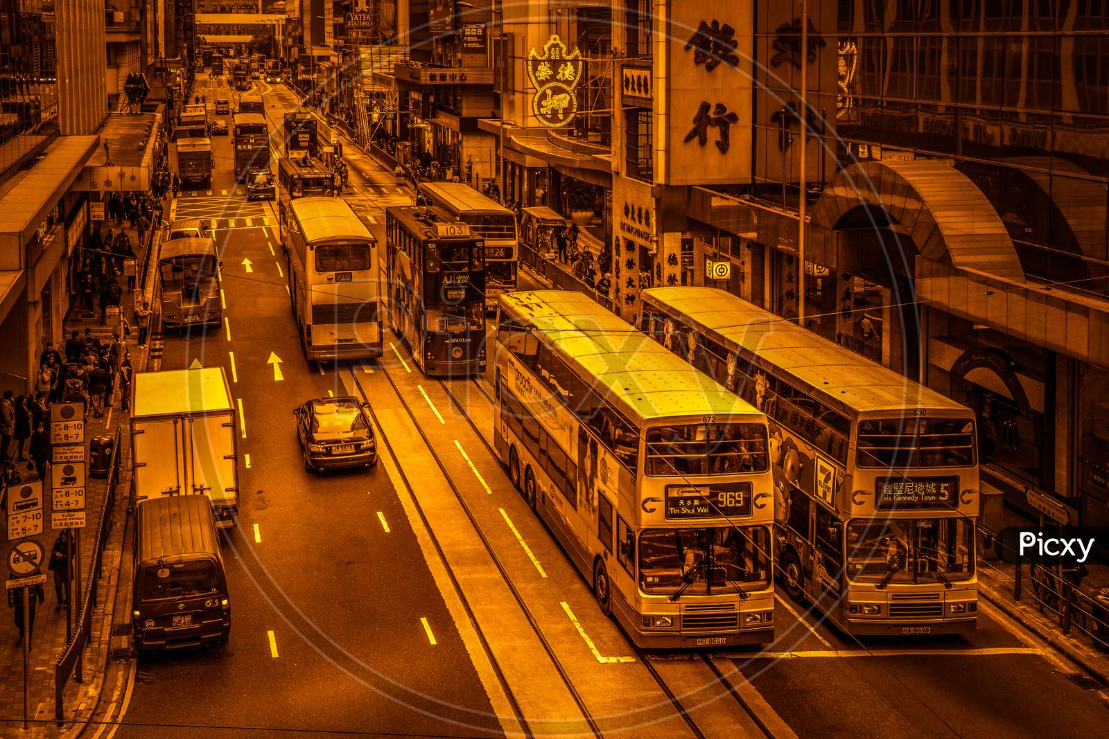 Urban Street Scene In Hongkong China