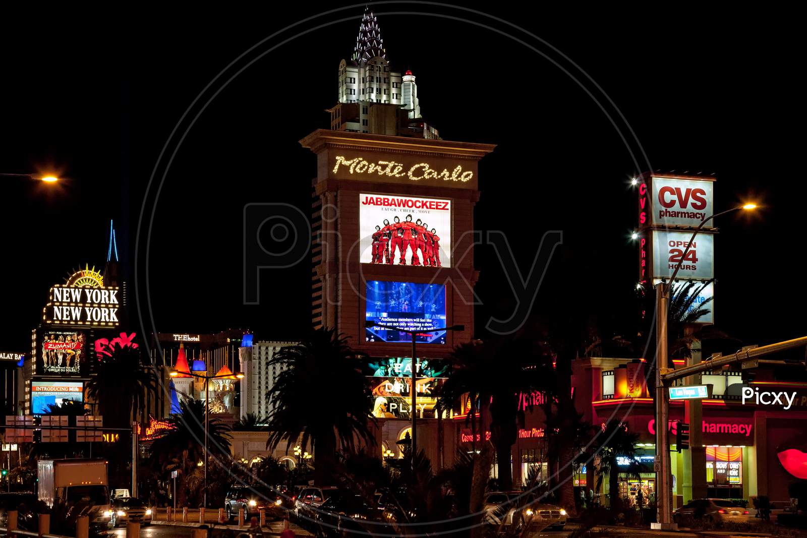 Various Illuminated Signs At Night In Las Vegas