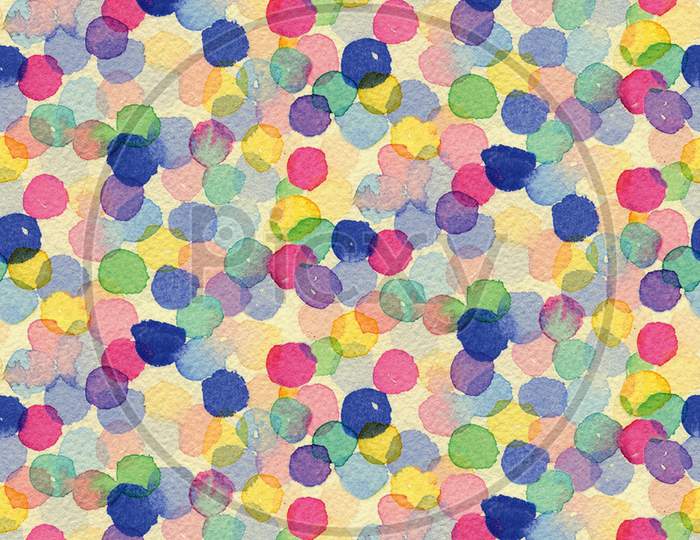 Colorful Watercolor Polka Dot Abstract Digital Design Background Allover