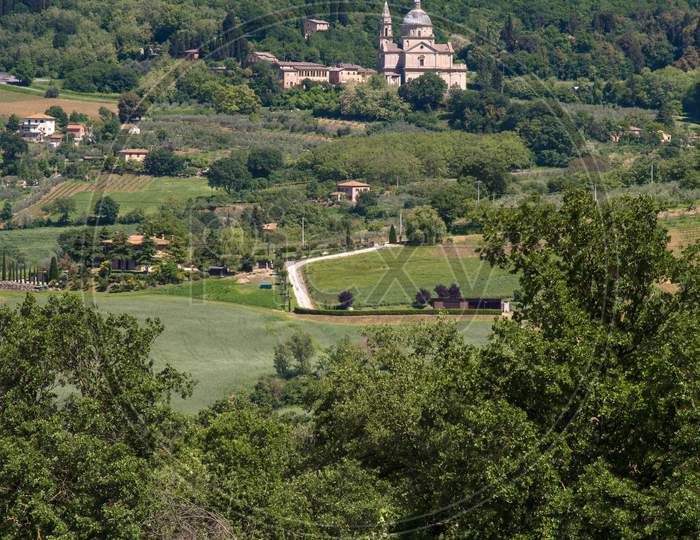 Distant View Of Montepulciano And San Biagio Church
