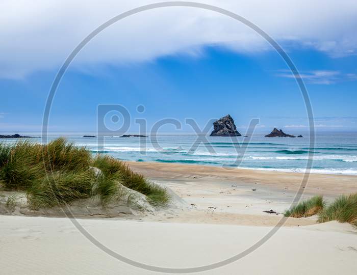 View Of Sandfly Bay In The South Island Of New Zealand