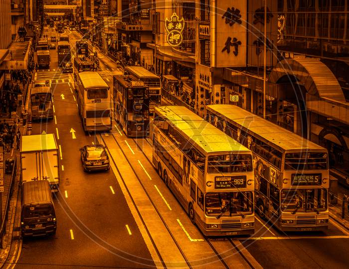 Urban Street Scene In Hongkong China