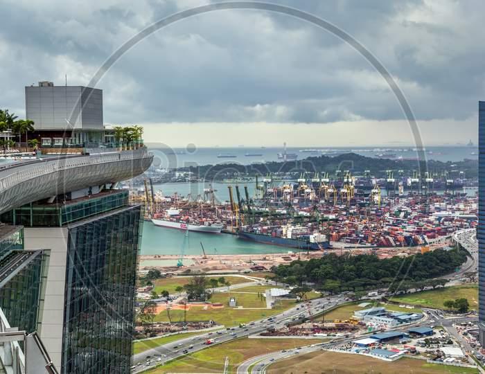 View From The Observation Deck Of The Skypark Hotel Singapore