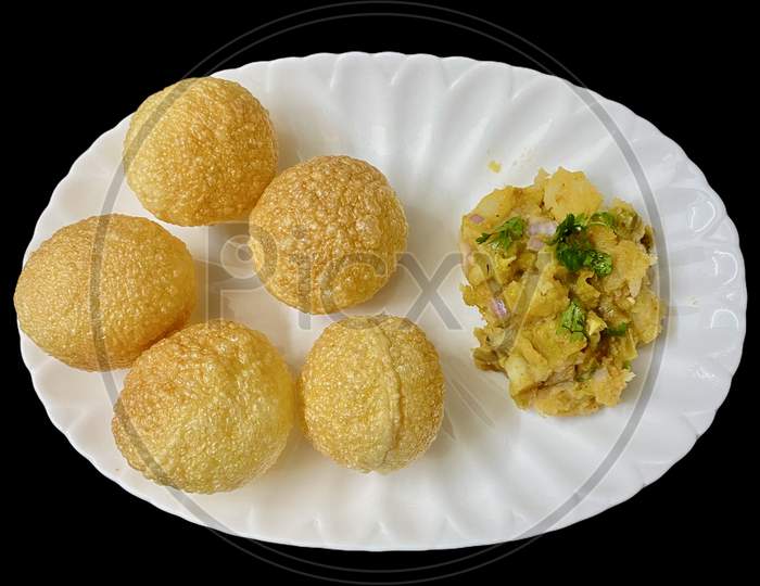 Panipuri Or Phuchka Ready To Be Served For Evening Snacks