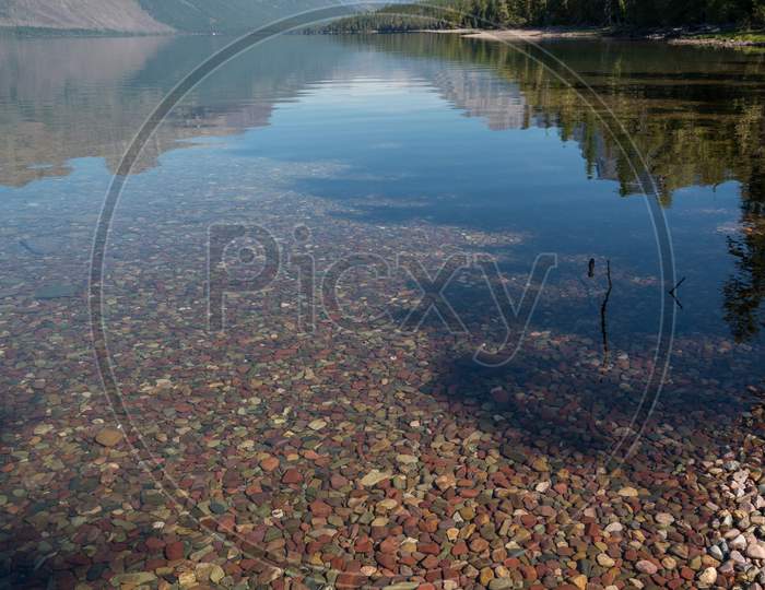 Colourful Stones In Lake Mcdonald Near Apgar In Montana