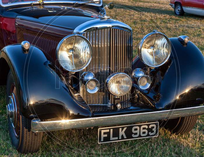 Close-Up Of The Front Of A Vintage Bentley
