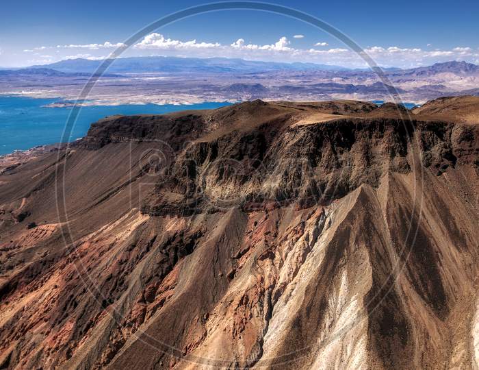 Aerial View Of The Mountains Next To Lake Mead